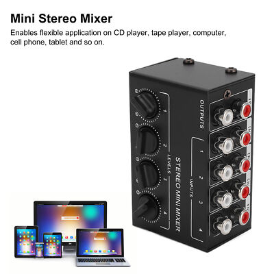 Stereo Passive Mixer 4 Kanal Audio Line Mini Portable Für Computer Phone Tab