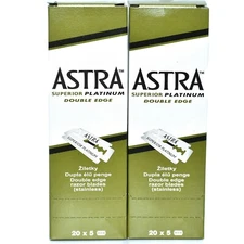 200 ASTRA Super Platinum Smooth Double Edge Safety Razor Blades ( 2 Box of 20x5)