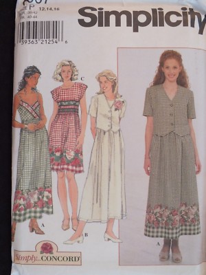 Easy OOP SIMPLICITY 8007 Misses Dress in 2 lengths & Jacket PATTERN 12-14-16 UC
