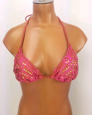 NEW Xhilaration Swimsuit Triangle Bikini Halter Top Studded Padded Size D / DD