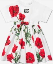 NWT Dolce & Gabbanna Dress 6 Yr Girl White Red Flower  Stunning! $505