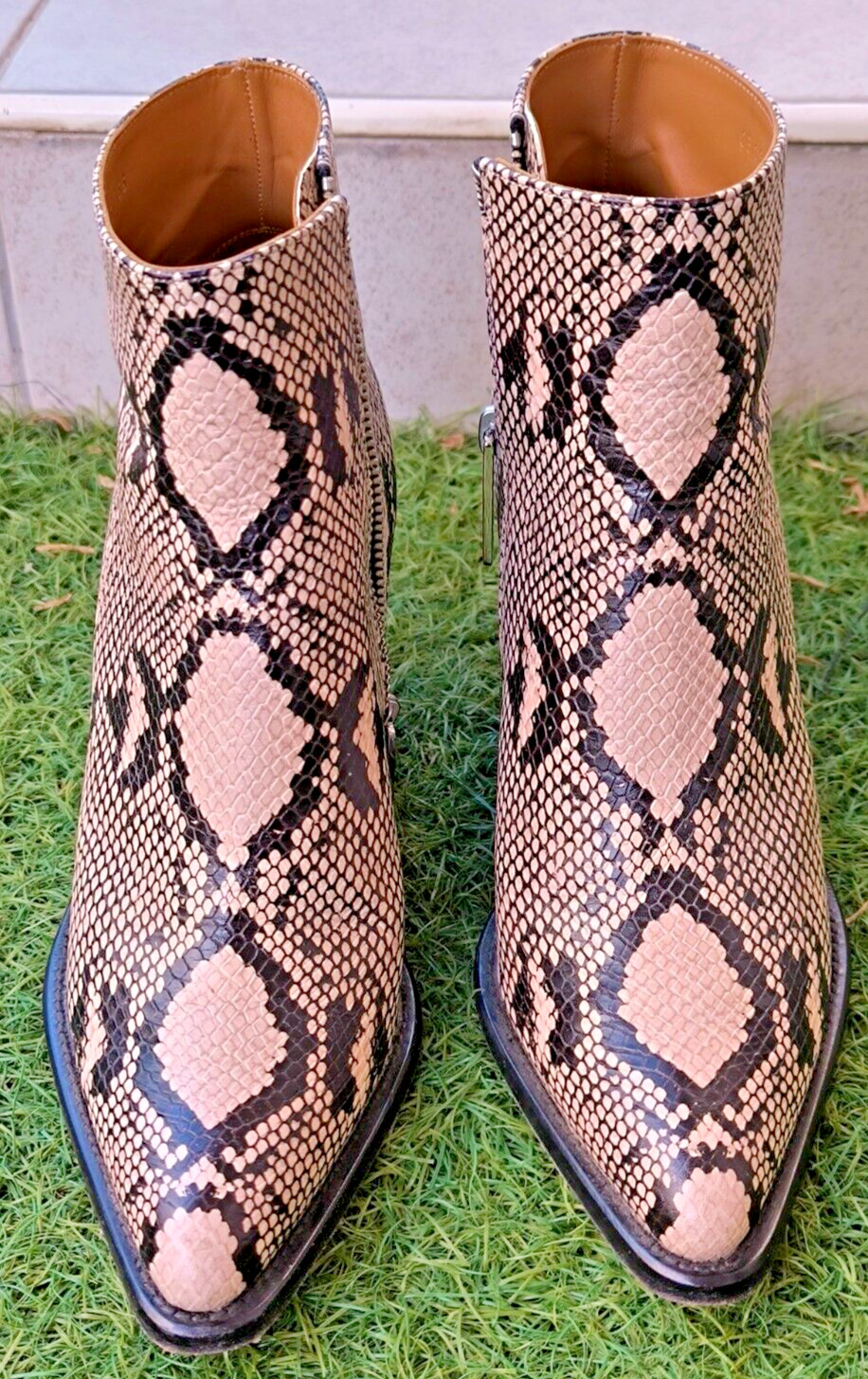 Chloe Python Snakeskin Rylee Leather Booties Boot… - image 4