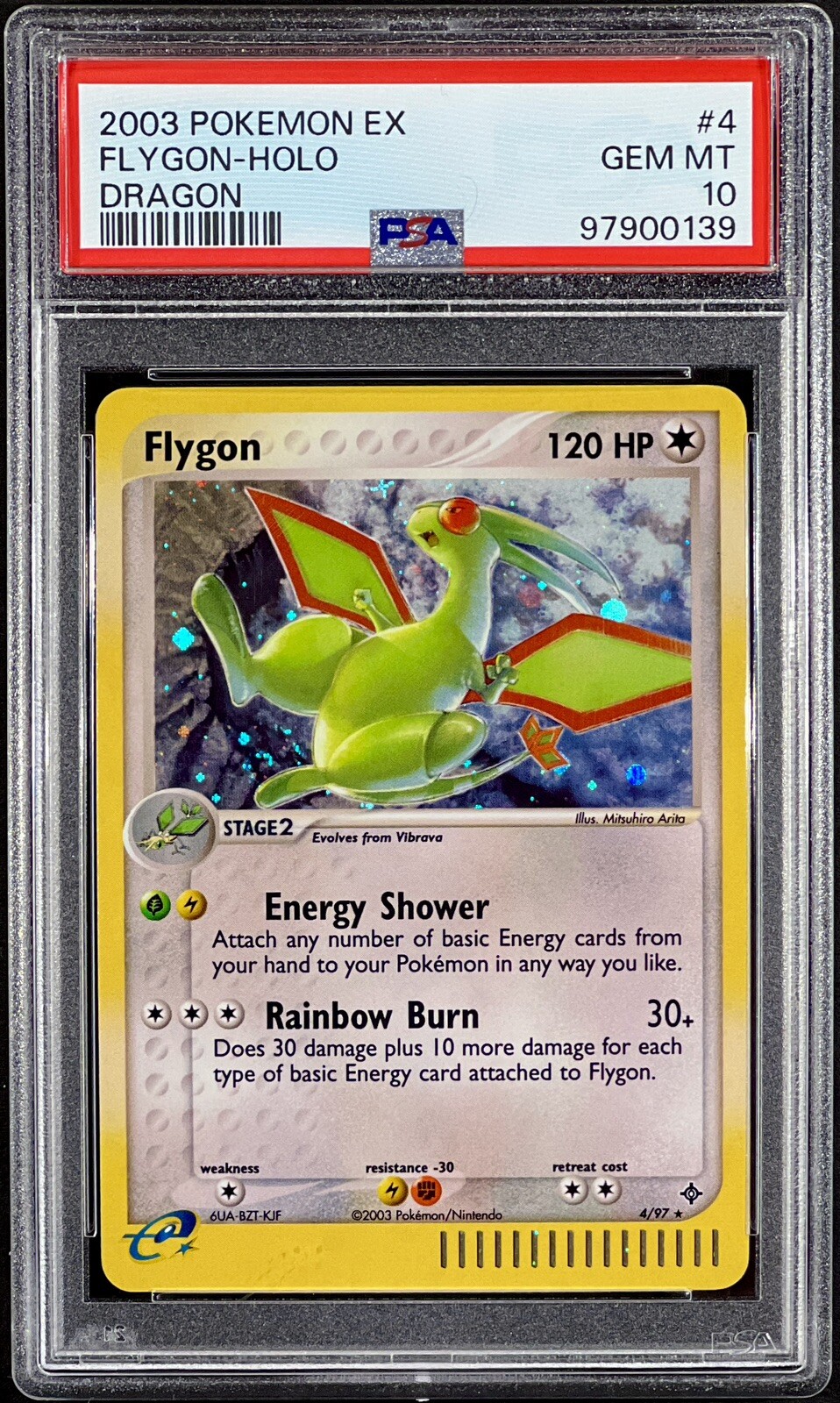 2003 Pokemon FLYGON EX Dragon HOLO RARE e-Reader 4/97 SWIRL - PSA 10 GEM MINT-image