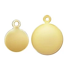 14K Gold Filled Plain Round Disc Tag Charm for Necklace Bracelet 7.3mm 10mm 13mm