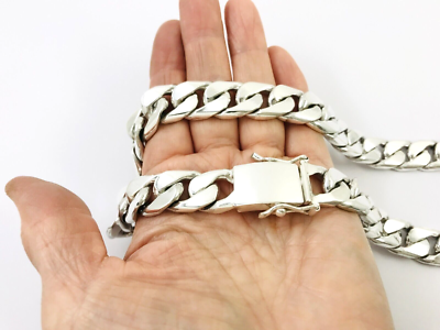 Heavy Long Taxco, Mexican 925 Sterling Silver Curb Chain Heavy Long Taxco, Mexican 925 Sterling Silver Curb Chain