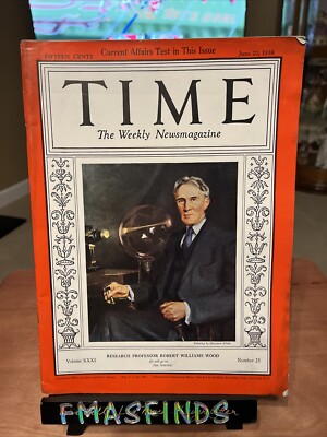 E4 1938 RESEARCH PROGESSOR ROBERT WILLIAMS WOOD June 20 TIME MAGAZINE 