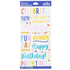 Sticko Puffy Celebrate Word Stickers Papercraft Crafts Scrapbook Birthday Hooray