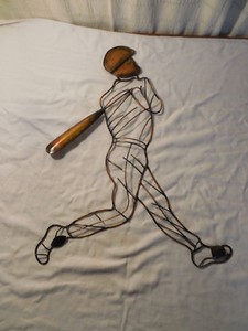 Baseball Player Metal Wire Wall Art Man Cave Boy S Room Decor 22 5 Ebay