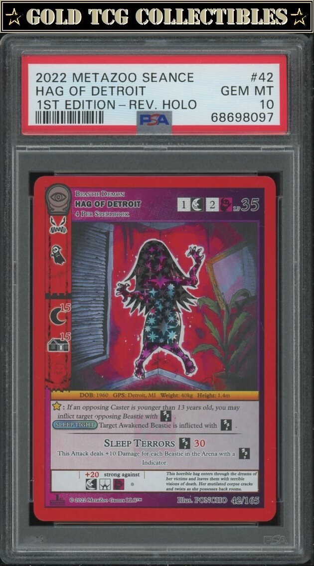 PSA 10 ⭐️ MetaZoo Hag of Detroit 42 Reverse Holo Seance 1st