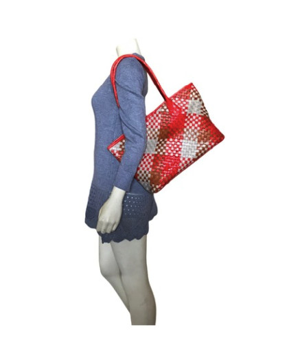 RARE and Vintage Woven Colorful Leather Brahmin Bag image 4