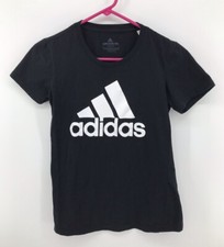 Adidas Amplifier Tee Womens T Shirt Top Sz XS Black White Short Sleeve Big Logo