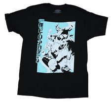 My Hero Academia Mens T-Shirt - Attacking Team in an Aqua Kanji Box