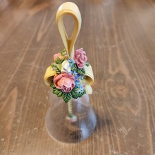 Vintage 80s Avon Floral Full Lead Crystal Hand Bell  1989 Fantastic Condition