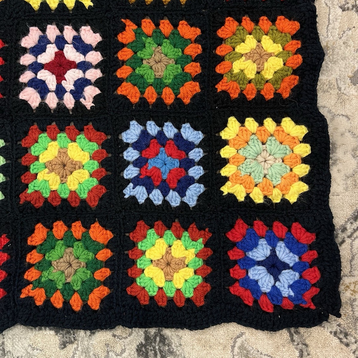 Vintage Granny Square Crochet Blanket 62 X44 | eBay