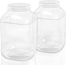 ZOOFOX 2 Pack Clear Plastic Jars, 1.5 Gallon Square Storage Containers 
