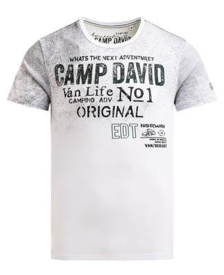 Camp David T-Shirt mit Logo Artwork offwhite CG2601-3191-21