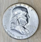 1956 Franklin Half Dollar Uncirculated Toned Doubling Letters Silver US Coin