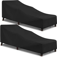 Waterproof Patio Chaise Lounge Cover, 2 Pack, 80" X 30" X 26" H, Black