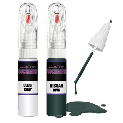 Lackstift für NISSAN ALPINE GREEN DW6 + Klarlack Pinsel Kratzer Fix Kit