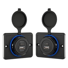 Camper Car USB Port Fast Charger Socket Power Outlet Panel DC 12V-24V PD Type C[