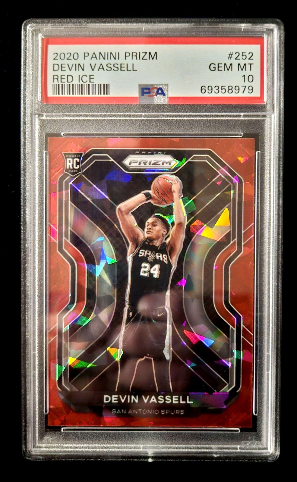 2020 Prizm Red Ice Devin Vassell #252 RC Spurs Prizm PSA 10 GEM MT!