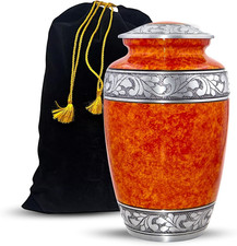 Cremation Urn for Human Ashes Adult   Handcrafted Aluminum Funeral Urn with Silv