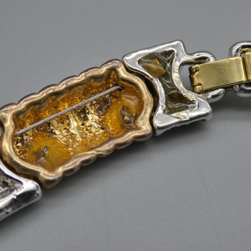 Collana RIPARATA Vintage Designer Collare 10mm Cupola Oro Tono Argento Link 15,5" - Foto 4 di 18