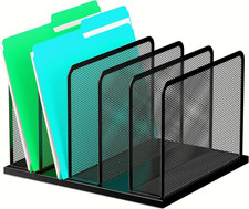 Kuntine.B Desk File Organizer 5 Sections Upright Mesh Desktop Organizer File Sor
