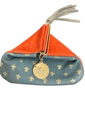 Vintage Firenze Italian Leather Fiocchi Coin Purse Pink Gold Embossed