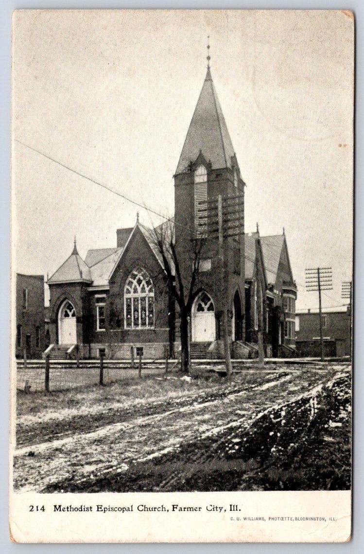 Antique Illinois Postcard FARMER CITY Methodist Episcopal 1908