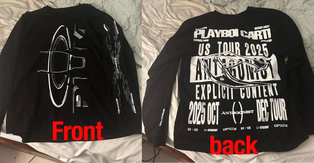 Playboi Carti Antagonist 2.0 Tour 2025 Merch Long Sleeve Tee Shirt