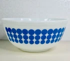 NICE!! VTG MCM PYREX 403 BLUE&WHITE POLKA DOT 8IN 2 1/2 QUART GLASS MIXING BOWL
