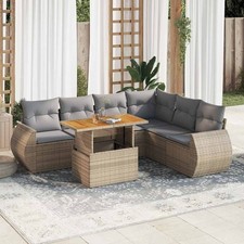 Vidaxl Gartenmöbel Sofa Garnitur Gartengarnitur Garten Sitzgruppe 7-tlg. Schwarz