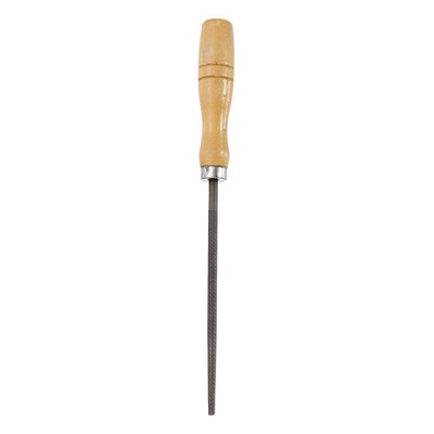 Medium Round File 6\'' with Wooden Handle, Grey/Yellow, General Purpose