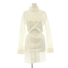 HERMES 23 Year Cotton Serie Button Long Shirt Long Sleeve Stand Collar 38 White