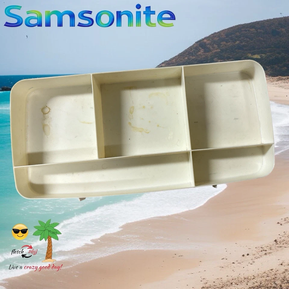 Vintage Blue Samsonite Concord 70's Travel Train Case w/Tray, Mirror & 2 Keys - Image 2 of 4