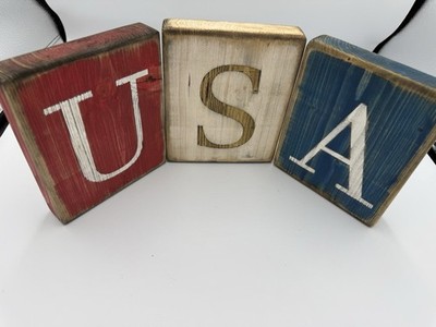 Rustic Decorative Patriotic blocks  USA 