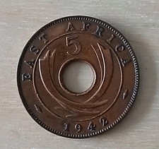 1942 East Africa 5 Cents KM# 25.2 Circulated Condition 