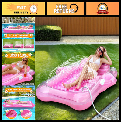 Inflatable Tanning Pool Lounger Float with Automatic Spray Cooling - 5 in 1 Raft