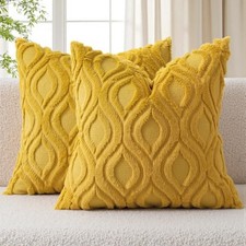 Spring Throw Pillow Covers 18x18 Inch, 18" x 18" Pack of 2 Mustard Yellow