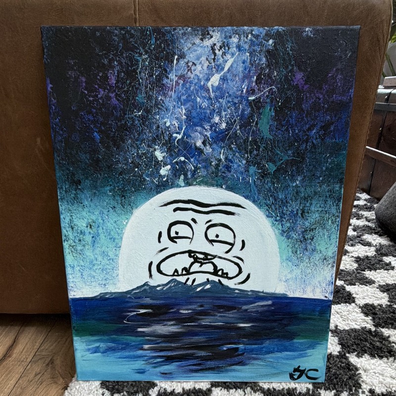 Original Rick and Morty screaming sun acrylic on canvas
