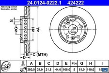 2x Bremsscheibe Ate 24-0124-0222-1 2 Bremsscheiben