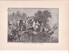 1902 Original Woodcut Print-Plate /"Importation of Wives for Jamestown Settlers"