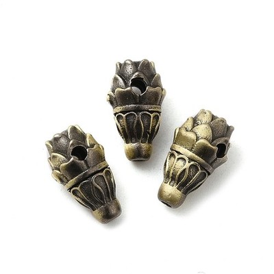Lotus Flower Rack Plating Brass 3 Hole Guru Beads T-Drilled Beads. 10.5x6mm.3pcs