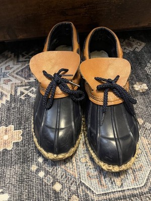 MADE IN THE USA Dark Blue and Tan Duck Booties Shoes - Size 8