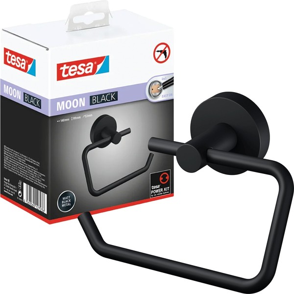 Tesa Moon Black Toilettenpapierhalter Selbstklebend Bad Wc Halter Metall-image