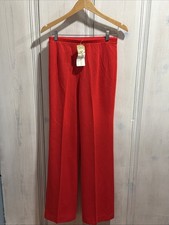 Vintage Glam Chic 60s-80s Red Pants with Pleat Size Xs Long Length New