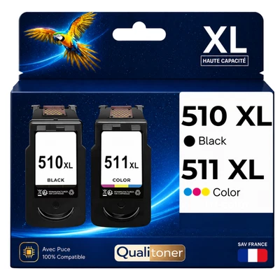 Pack 2 Cartouches compatible pour Canon PG510 CL511 Noir Couleur - Photo 1/4