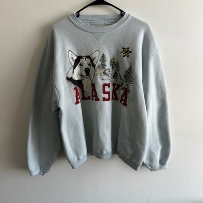 Vintage 90 s Galt Sand Alaska Husky Graphic Sweatshirt Made in USA Blue Medium