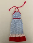 Vintage Barbie Francie #8644 long red white & blue halter dress, great condition